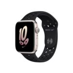 اپل واچ نایک SE 2 آلومینیوم استارلایت با بند اسپرت سیلیکون مشکی