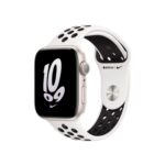 اپل واچ نایک SE 2 آلومینیوم استارلایت با بند اسپرت سیلیکون سفید/مشکی
